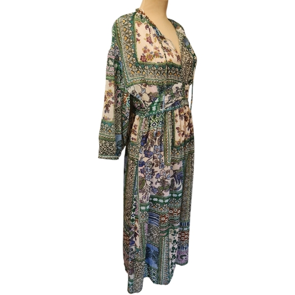 ZARA Patchwork Boho Midi Dress - Size 6 - Picture 6 of 15